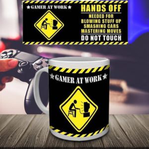 Gamer At Work - Hands Off! Novelty Mug