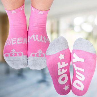 Glitter "Queen Mum - Off Duty" Non-Slip Novelty Socks