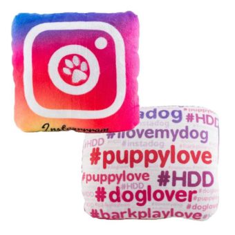 Instagrrram Squeaky Plush Pillow Dog Toy Hashtags